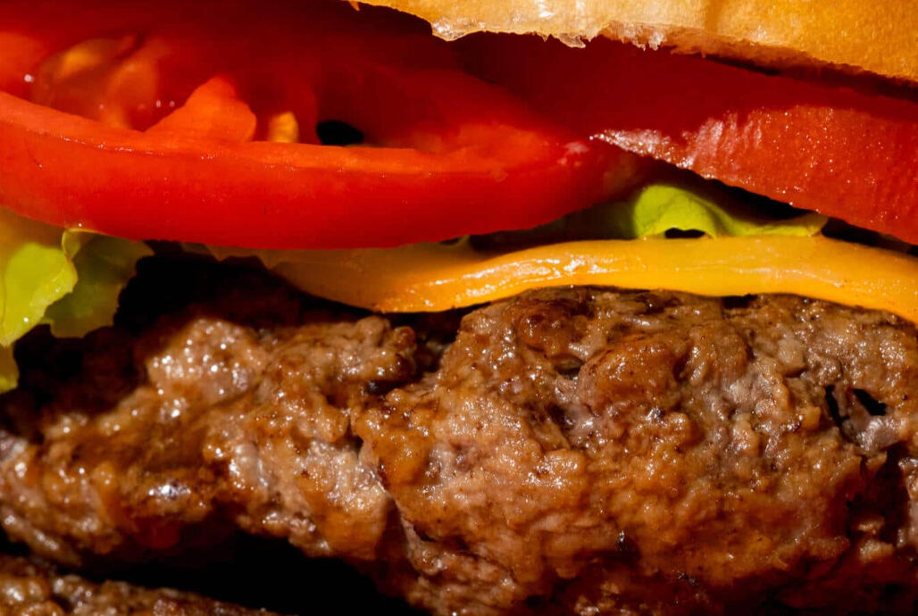 Close up of plant-based burger
